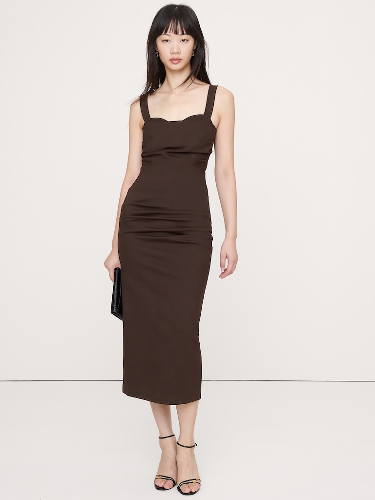 Everywhere Ponte Ruched Midi Dress