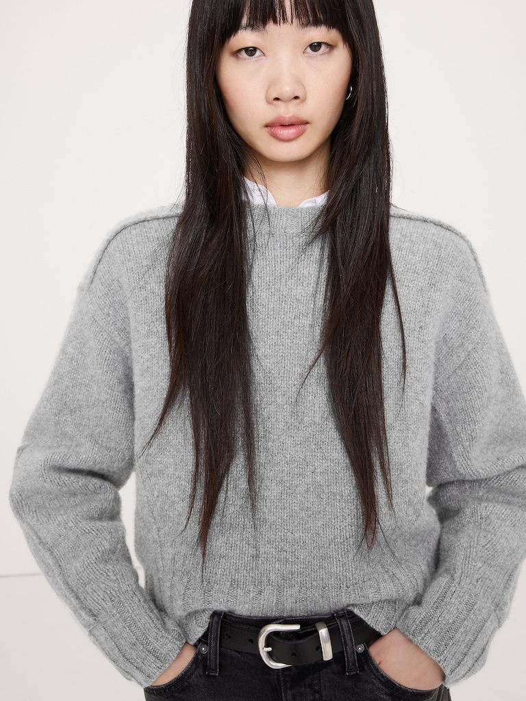 Merino-Cashmere Ribbed-Panel Sweater