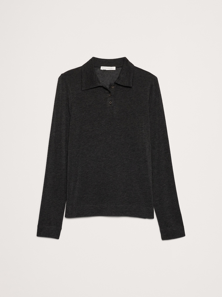 Sheer Lyocell-Wool Polo