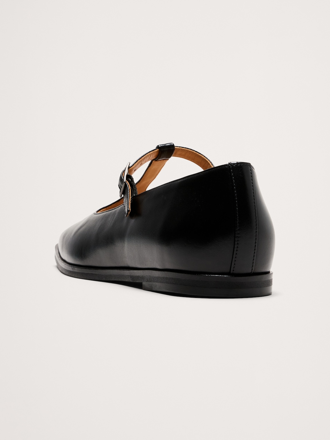Italian Leather Square-Toe Mary Jane Flats