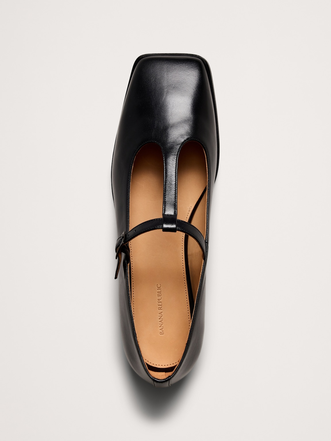 Italian Leather Square-Toe Mary Jane Flats