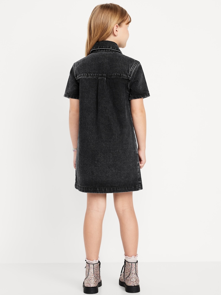 Studded Pocket Jean Shirt Dress for Girls