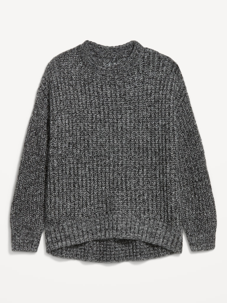 Shaker-Stitch Crew-Neck Tunic Sweater
