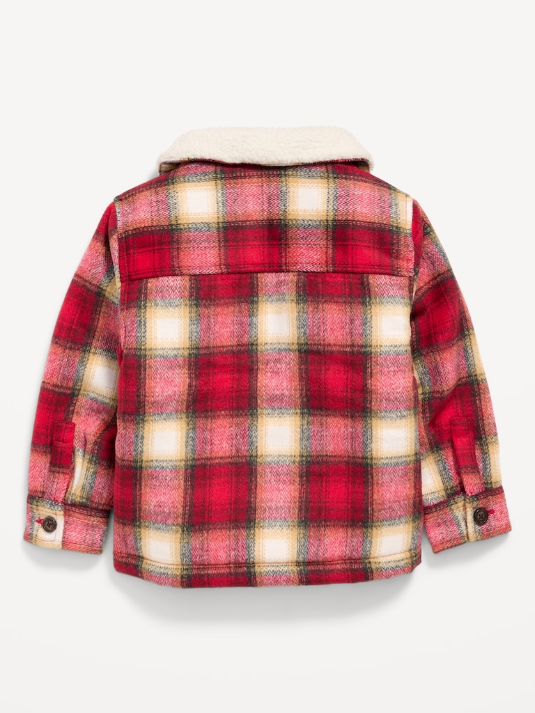Sherpa-Lined Plaid Shacket for Toddler Boys