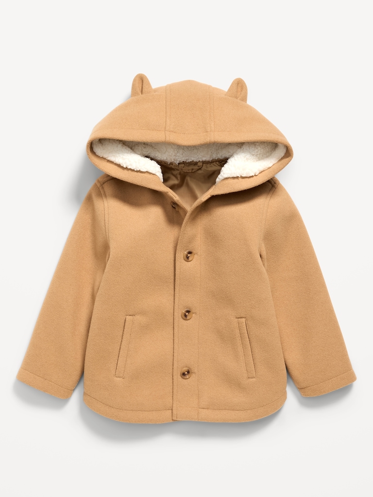 Button-Front Critter Hooded Coat for Toddler Girls