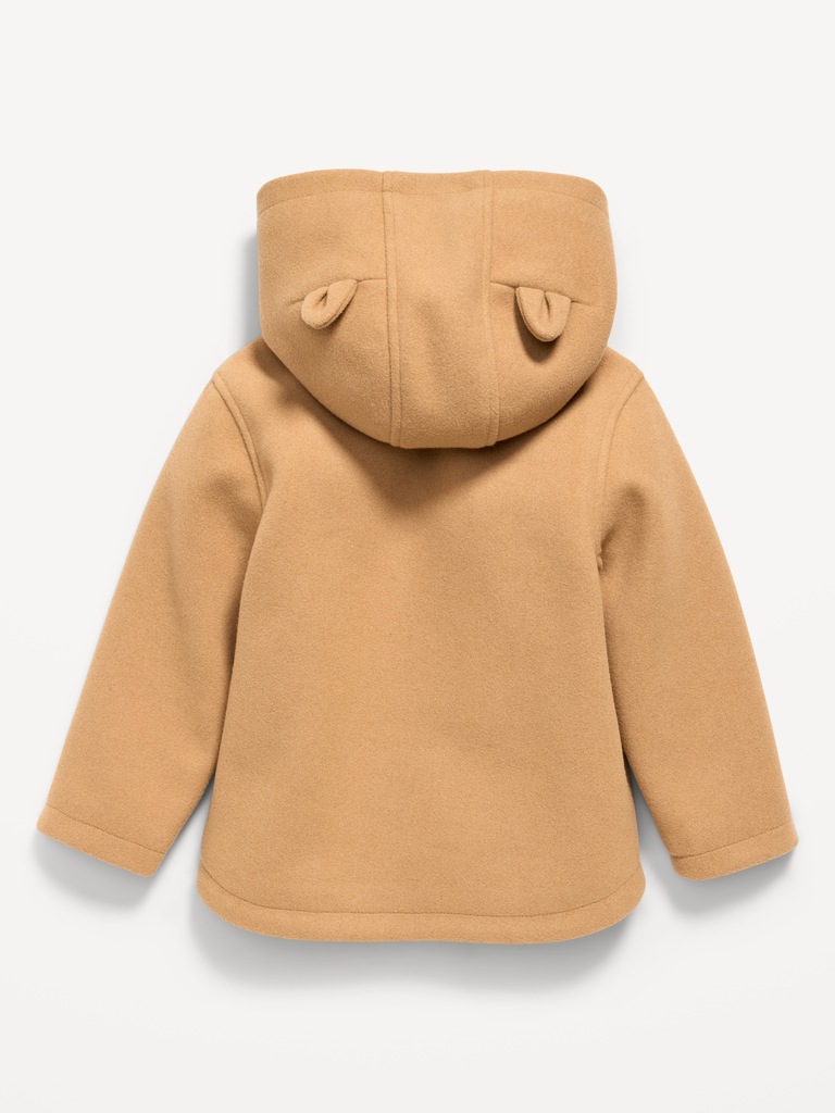 Button-Front Critter Hooded Coat for Toddler Girls