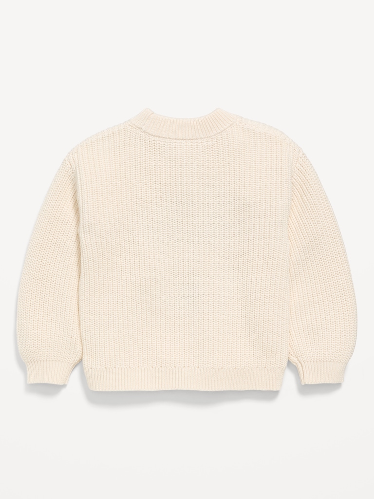 Mock-Neck Embroidered Graphic Sweater for Toddler Girls