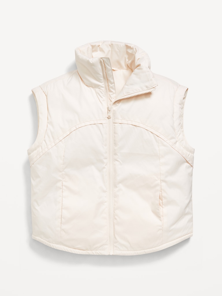Water-Resistant Quilted Zip-Front Vest for Girls