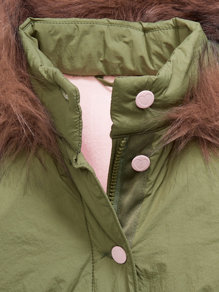 Water-Resistant Faux-Fur Hooded Parka Jacket for Toddler Girls