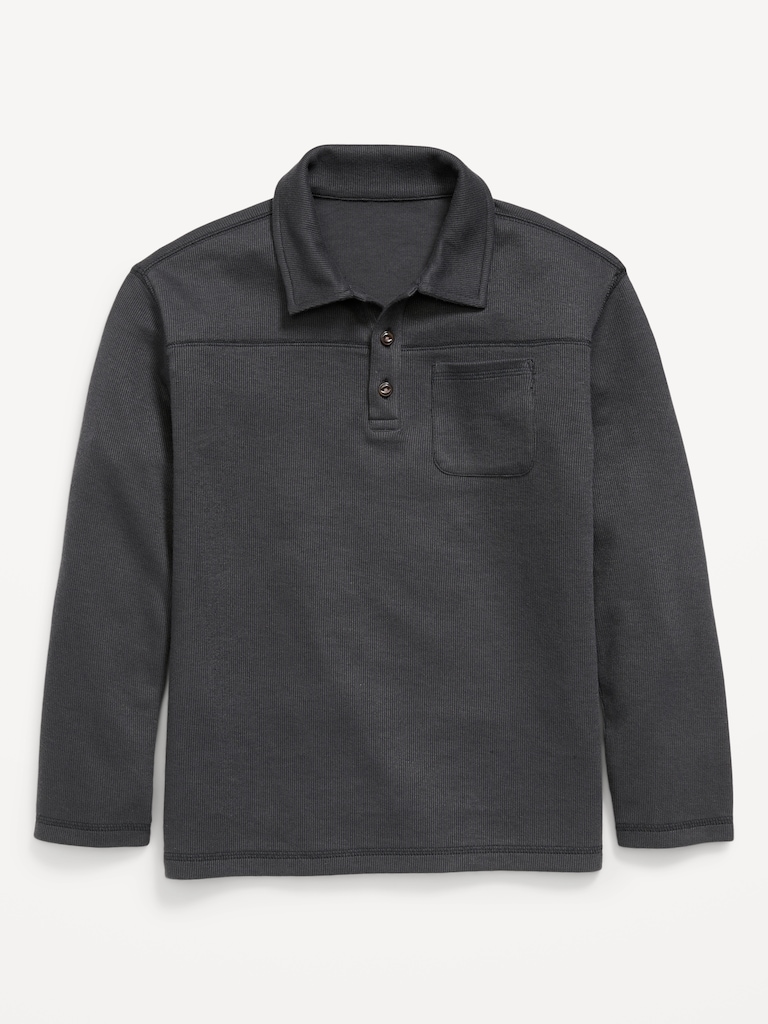 Long-Sleeve Cozy-Knit Polo Sweater for Boys