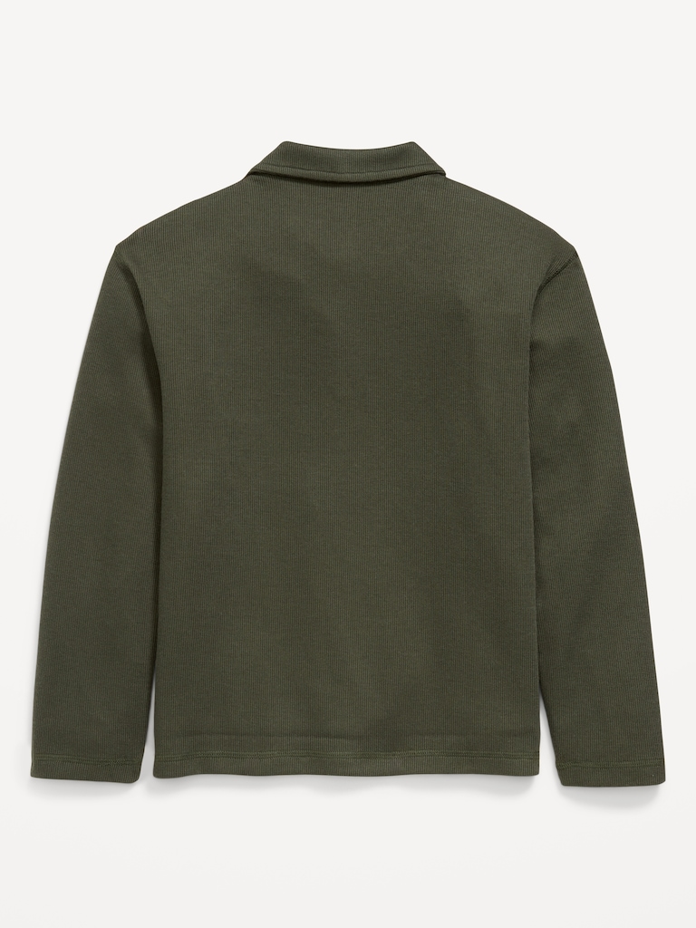 Long-Sleeve Cozy-Knit Polo Sweater for Boys