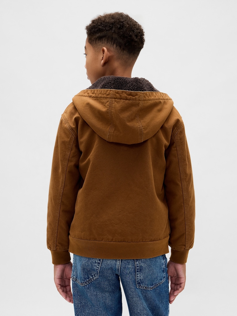 Kids Sherpa-Lined Canvas Denim Hoodie