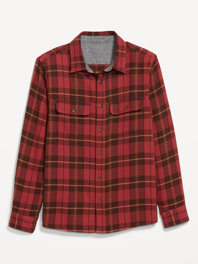 Loose Fit Textured Plaid Pocket Shirt