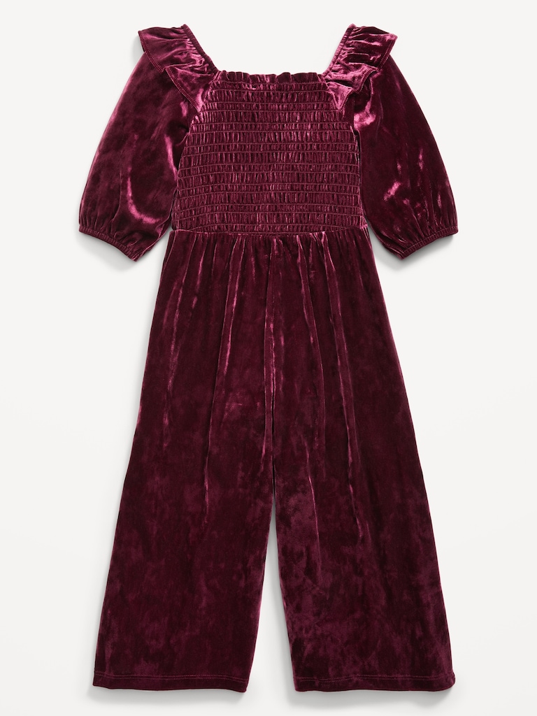 Smocked Velvet Jumpsuit for Toddler Girls