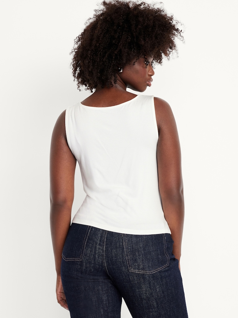 Cowl-Neck Twist-Strap Top