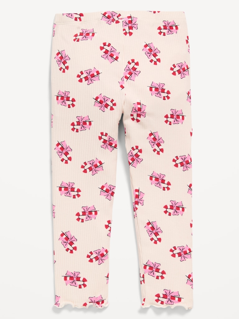 Printed Lettuce-Edge Leggings for Toddler Girls