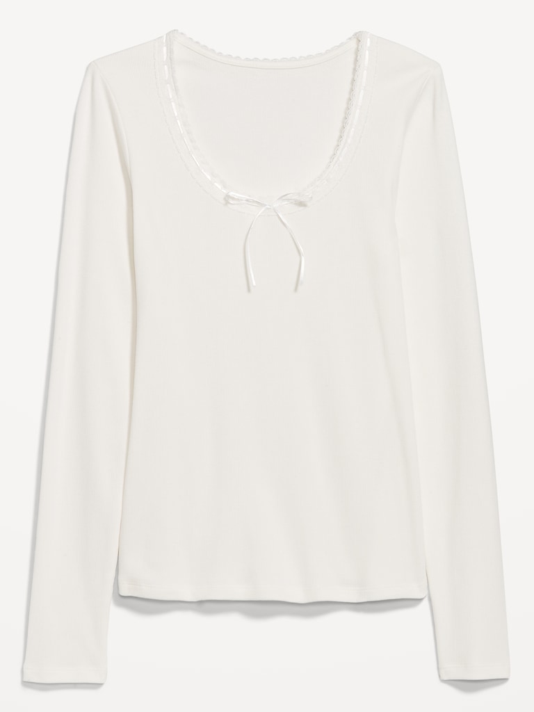 Scoop-Neck Long-Sleeve Ribbed Top