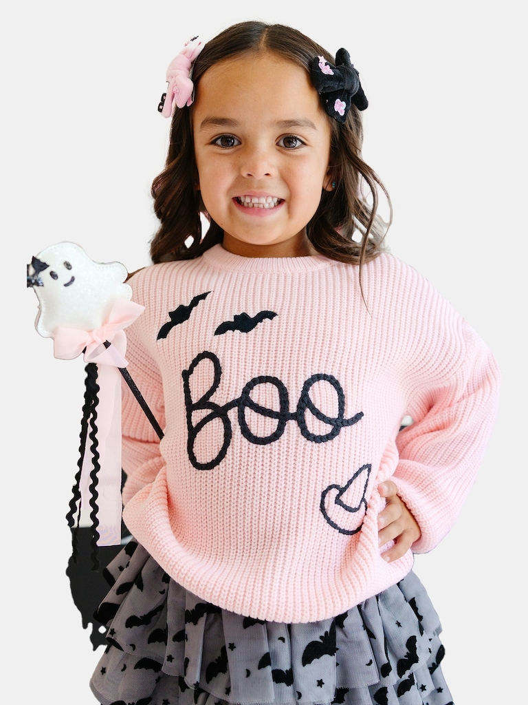 Sweet Wink Boo Bat Halloween Knit Sweater