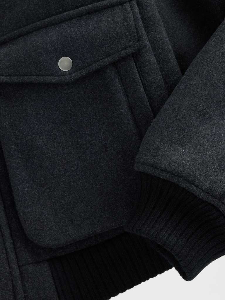 Wool-Blend Relaxed Bomber Jacket