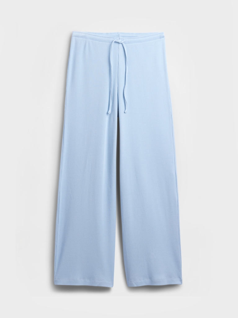 Waffle-Knit Wide-Leg PJ Pants