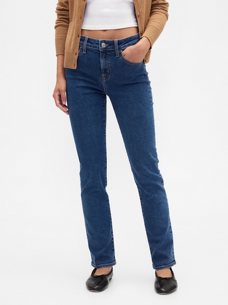 Mid Rise Classic Straight Jeans