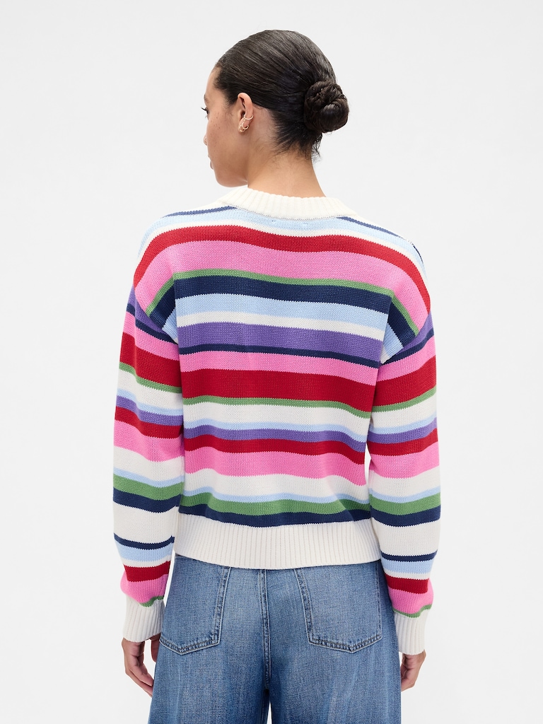 Relaxed Stripe Cropped Sweater