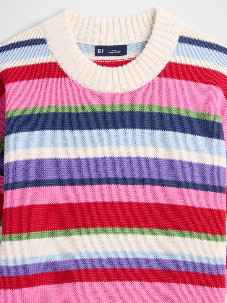 Relaxed Stripe Cropped Sweater