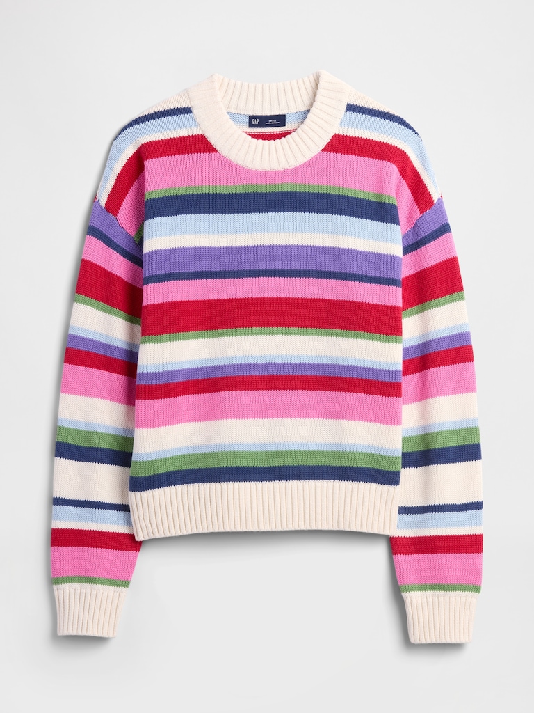 Relaxed Stripe Cropped Sweater