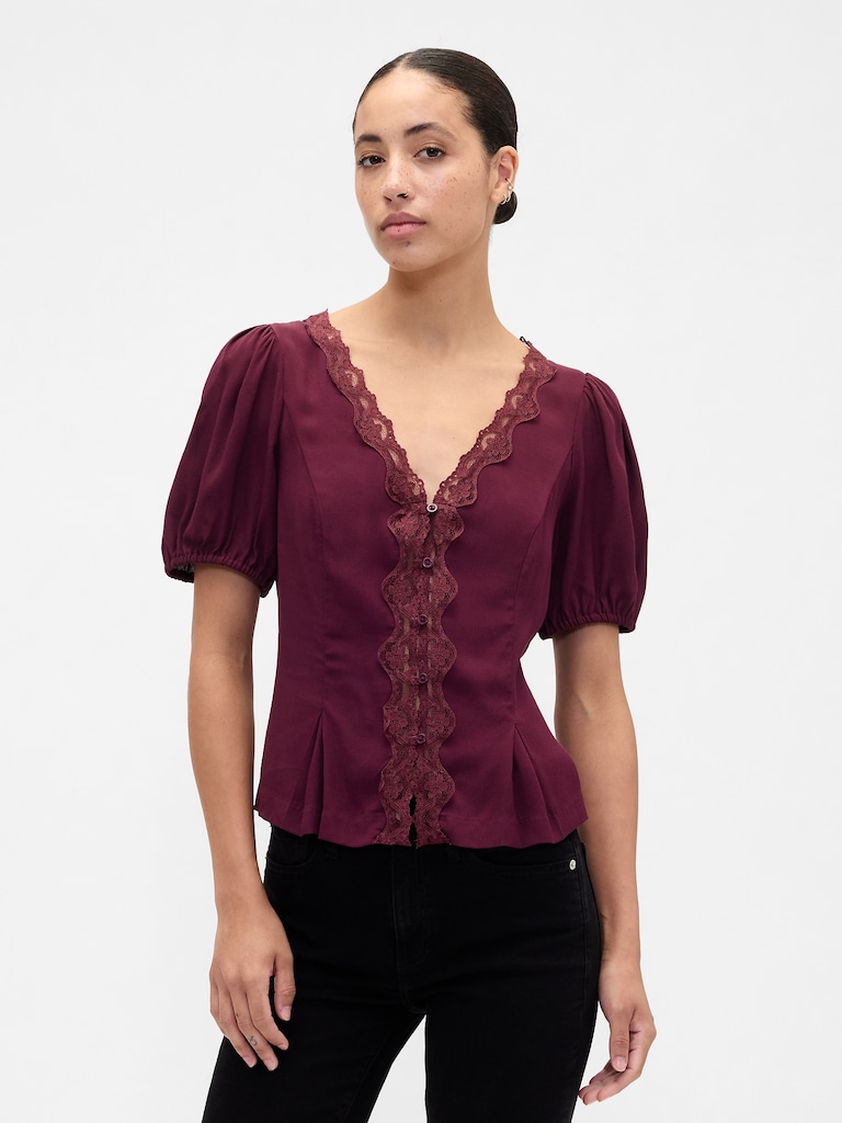 Crepe V-Neck Top
