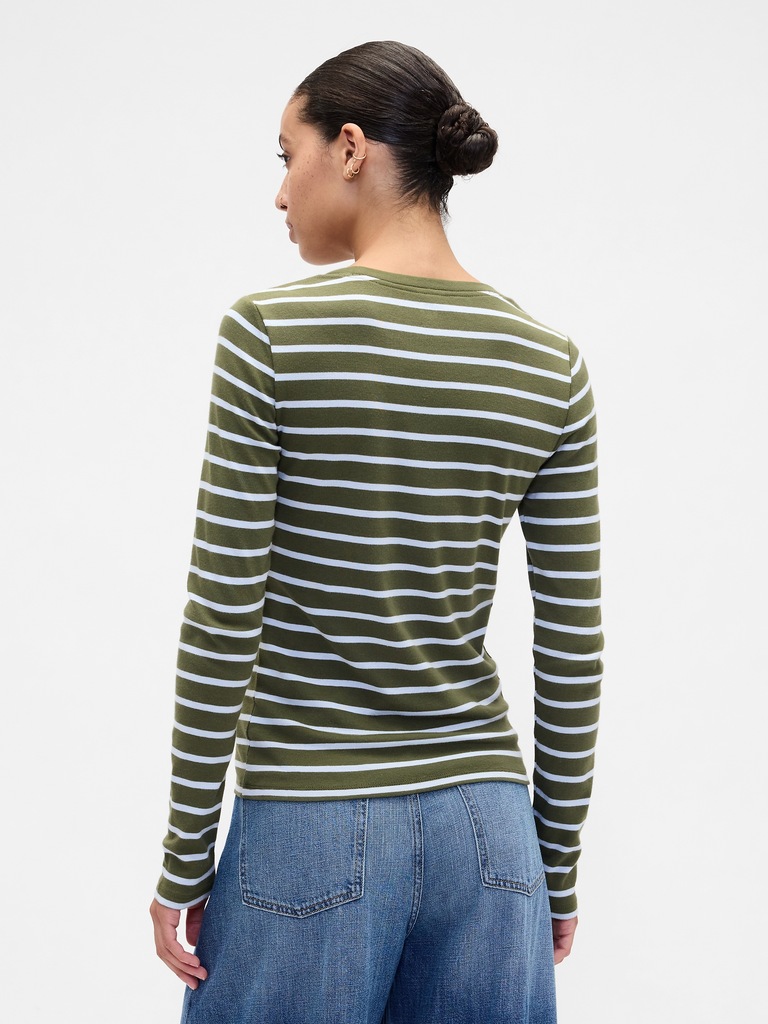 Modern Ribbed Stripe Crewneck T-Shirt
