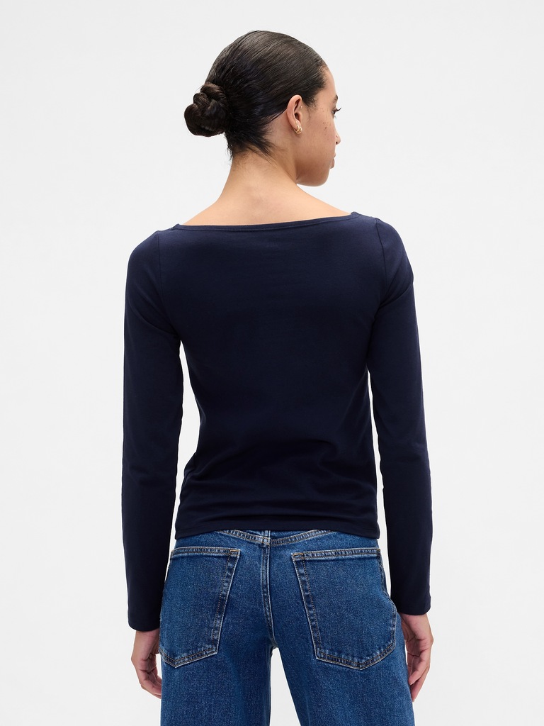 Stretch Jersey Boatneck T-Shirt