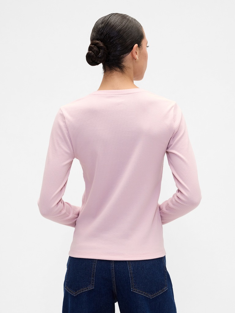 Ribbed Button-Up Top