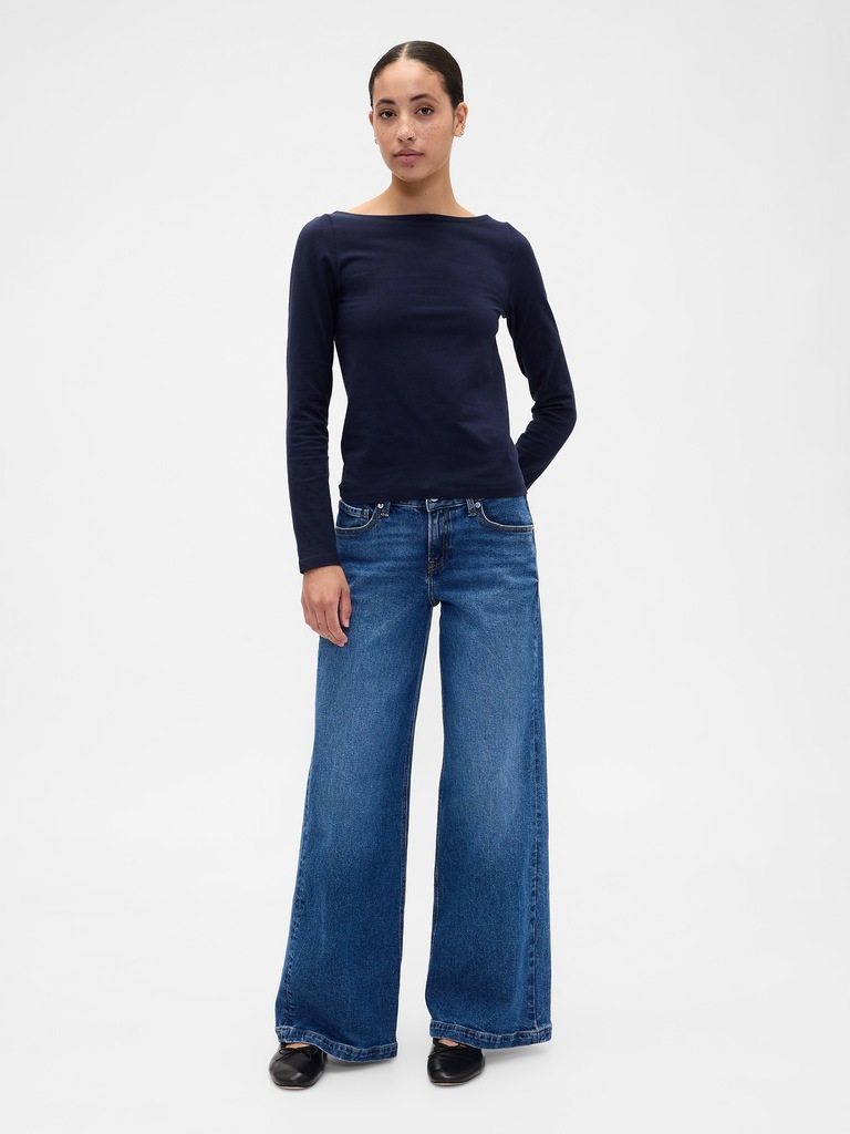 Stretch Jersey Boatneck T-Shirt