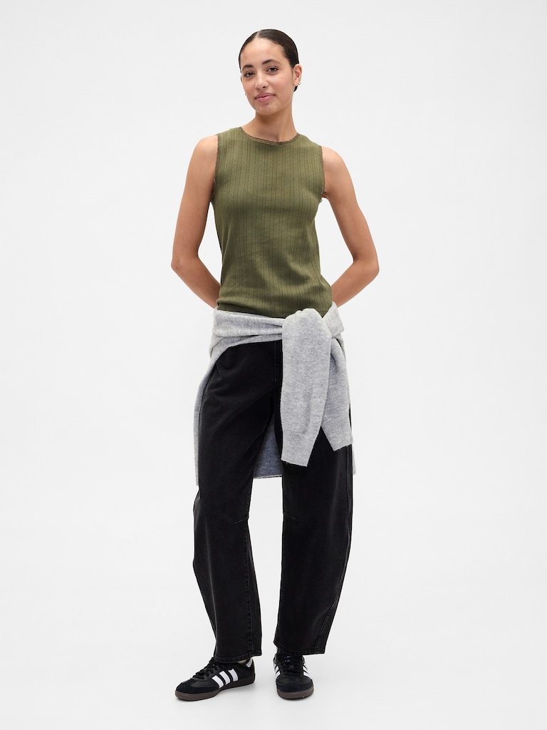 Sleeveless Pointelle Top