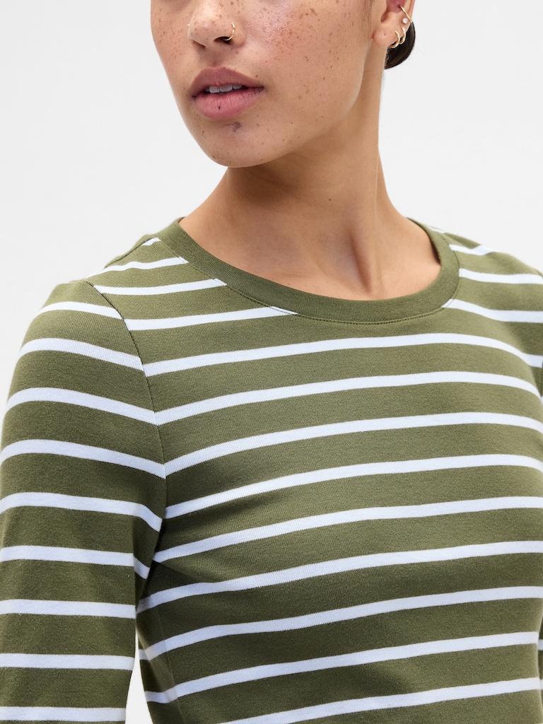 Modern Ribbed Stripe Crewneck T-Shirt
