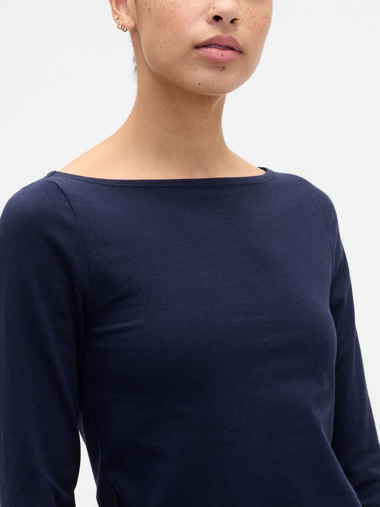 Stretch Jersey Boatneck T-Shirt