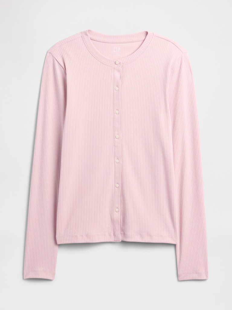 Ribbed Button-Up Top