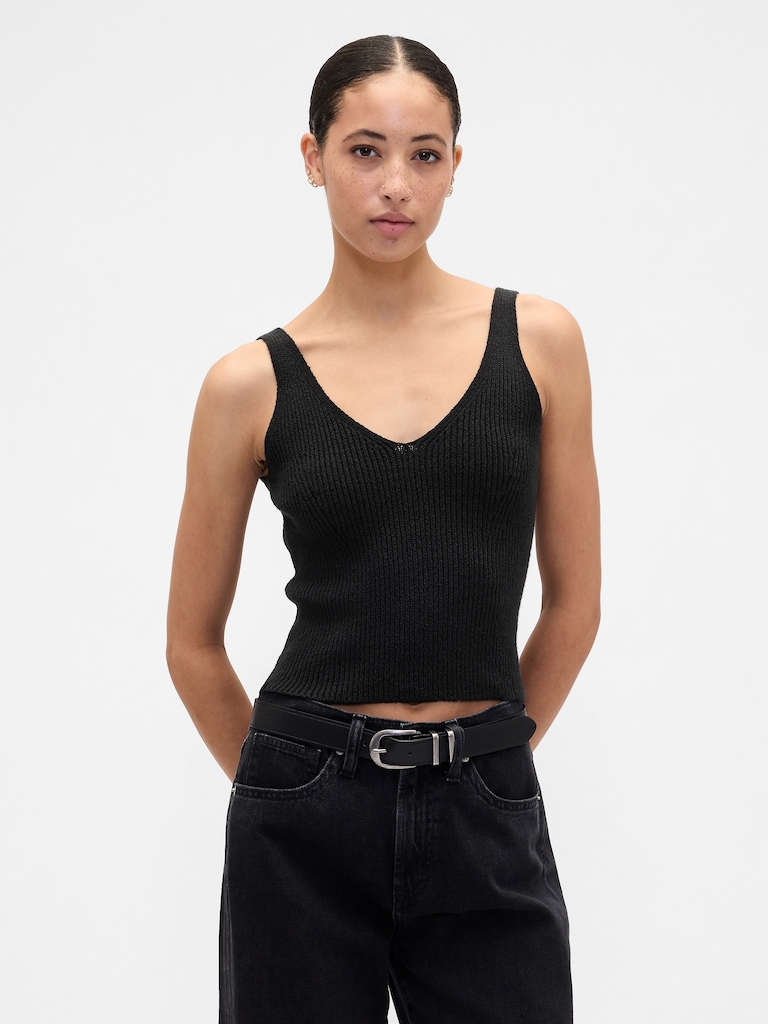 Ribbed Boucle Sweater Tank Top