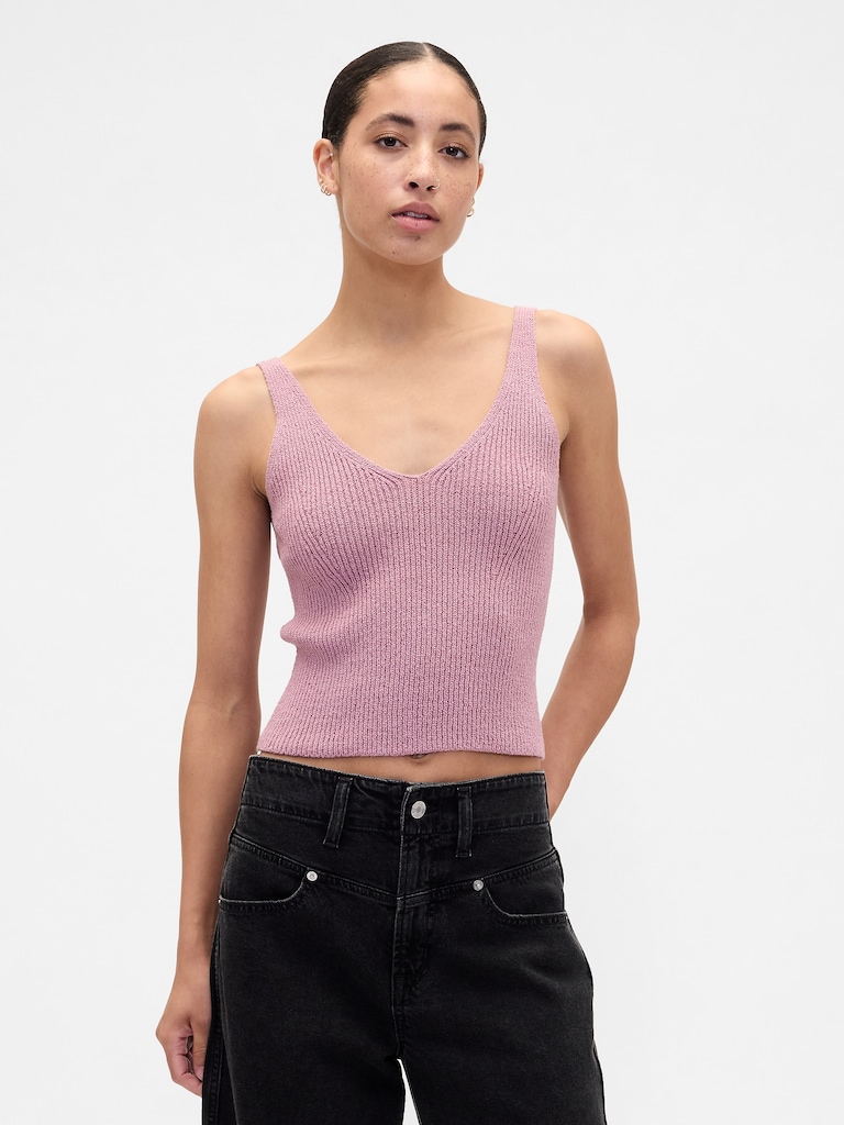 Ribbed Boucle Sweater Tank Top
