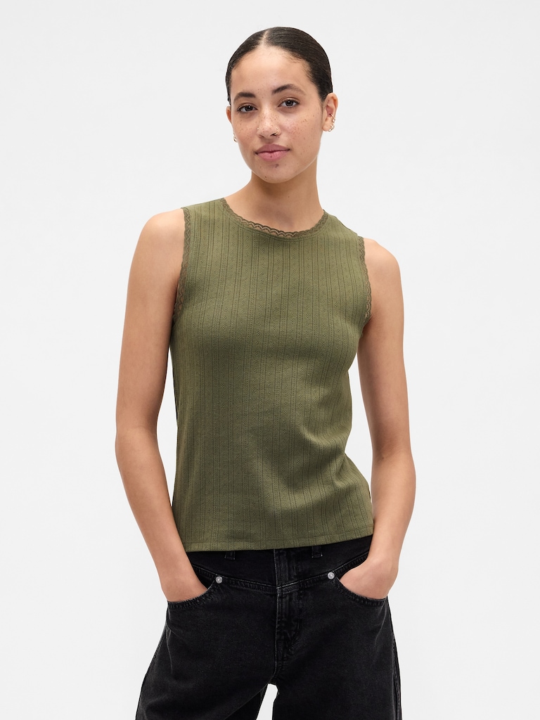 Sleeveless Pointelle Top