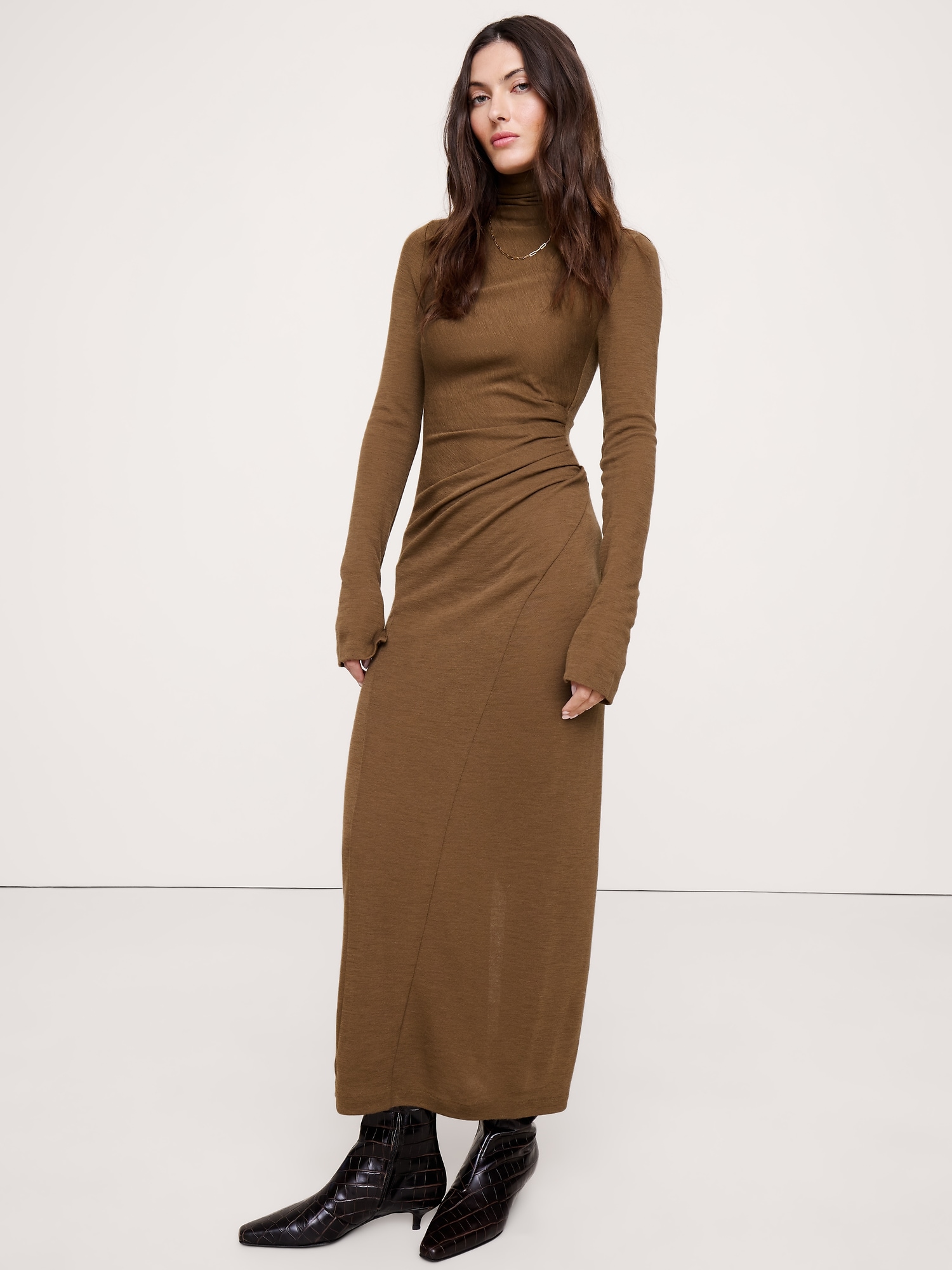Mesh Long-Sleeve Maxi Dress