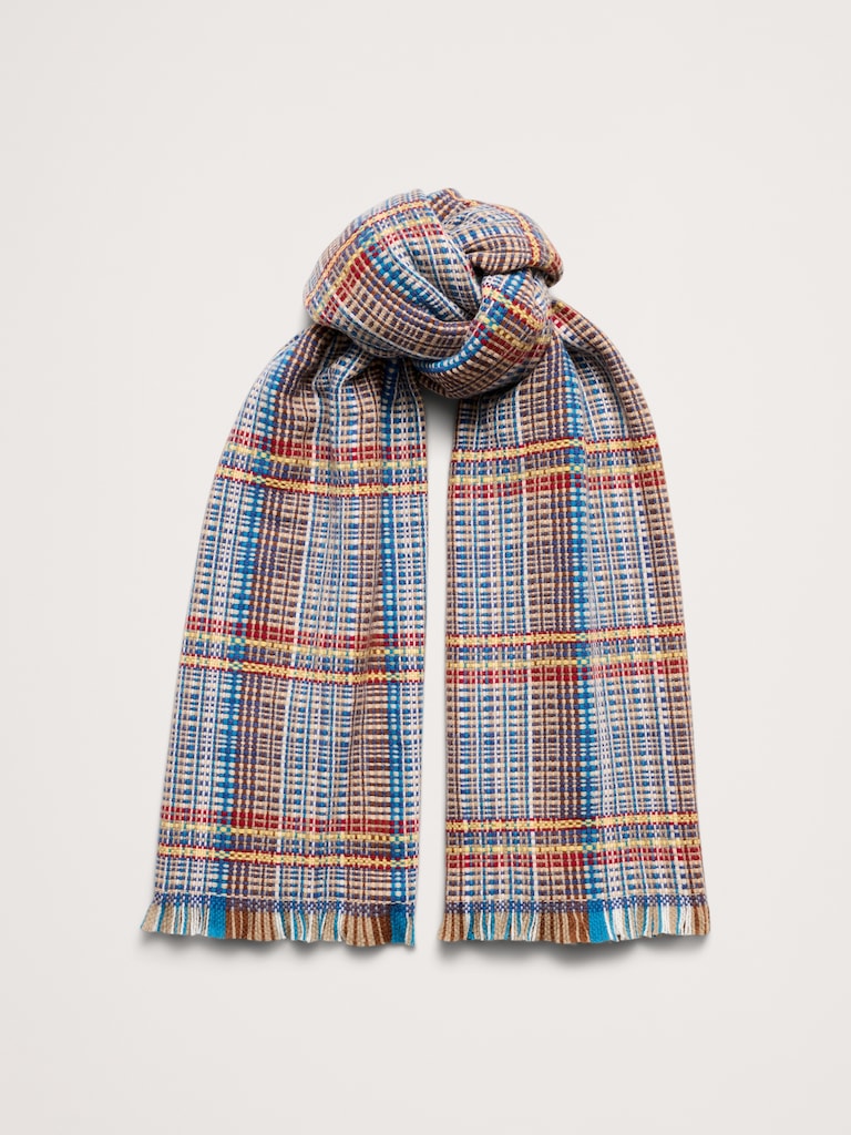 Italian Plaid Wool-Blend Scarf