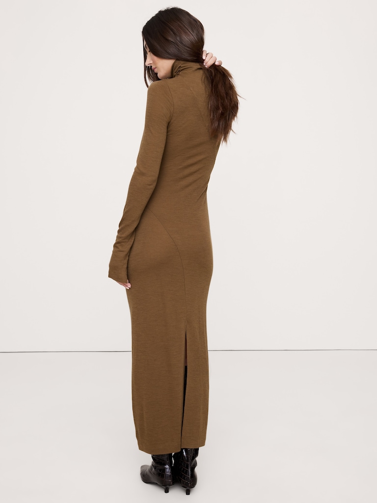 Wool-Blend Jersey Ruched Maxi Dress