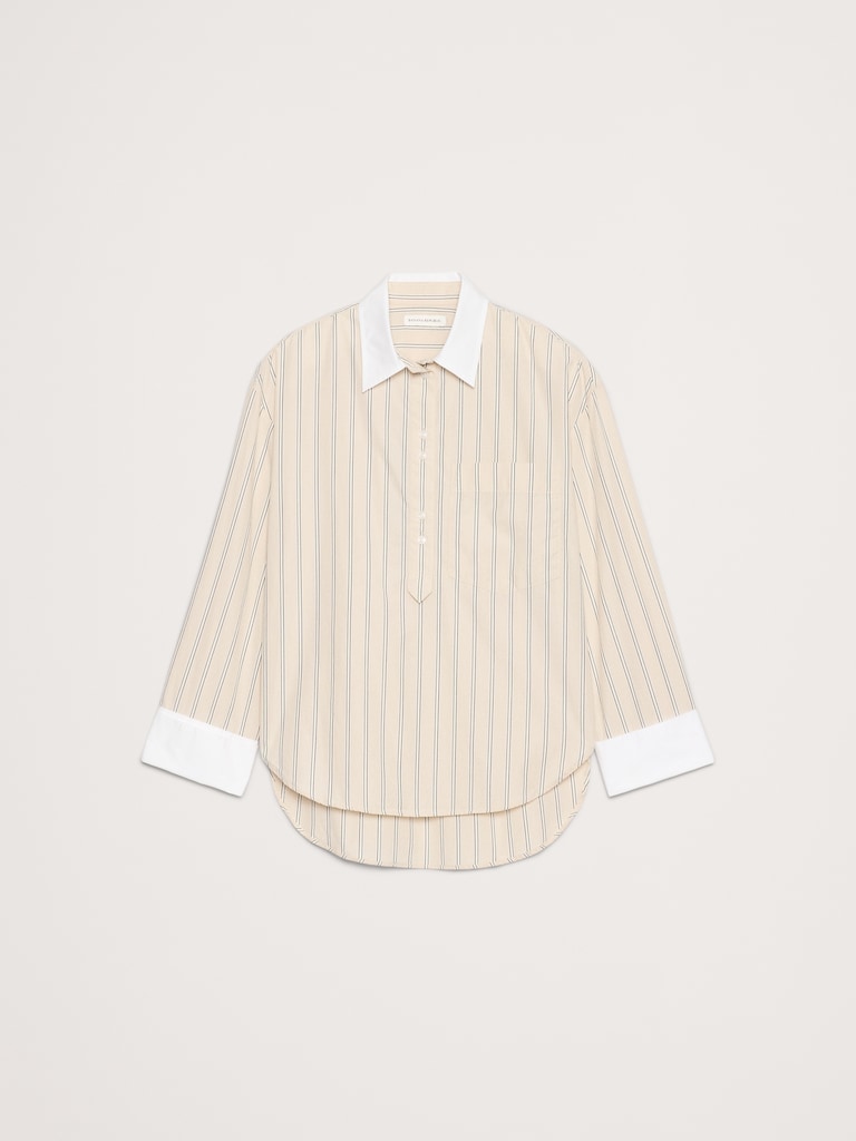 Oversized Cotton Poplin Banker Shirt