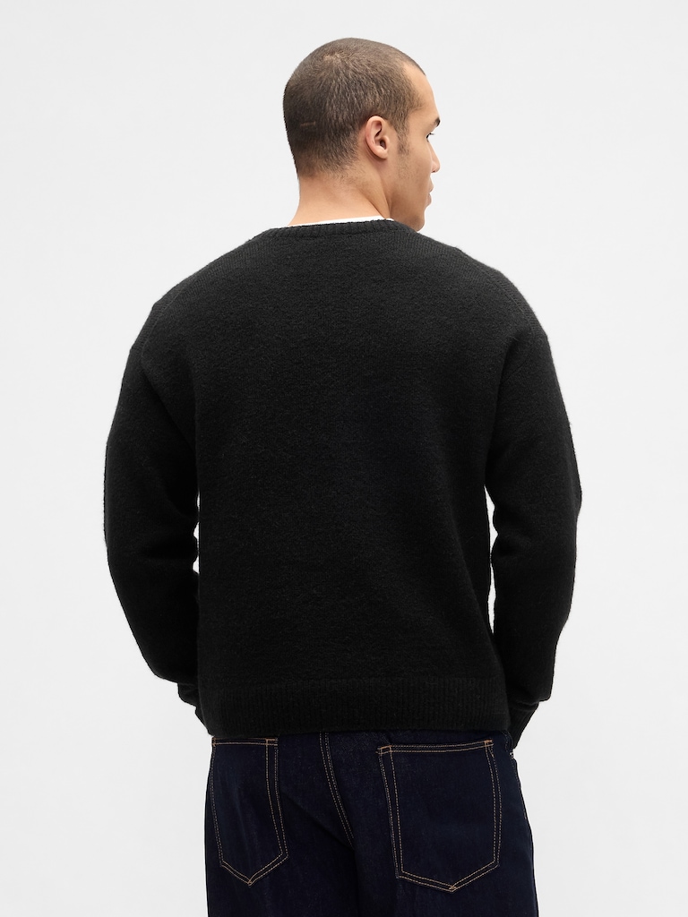 Relaxed V-Neck Crop Sweater