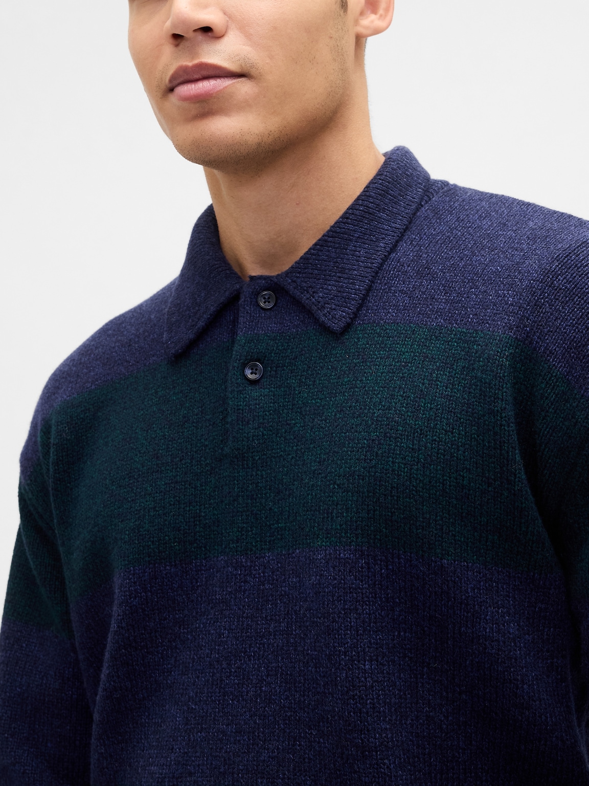 Rugby Stripe Relaxed Polo Sweater