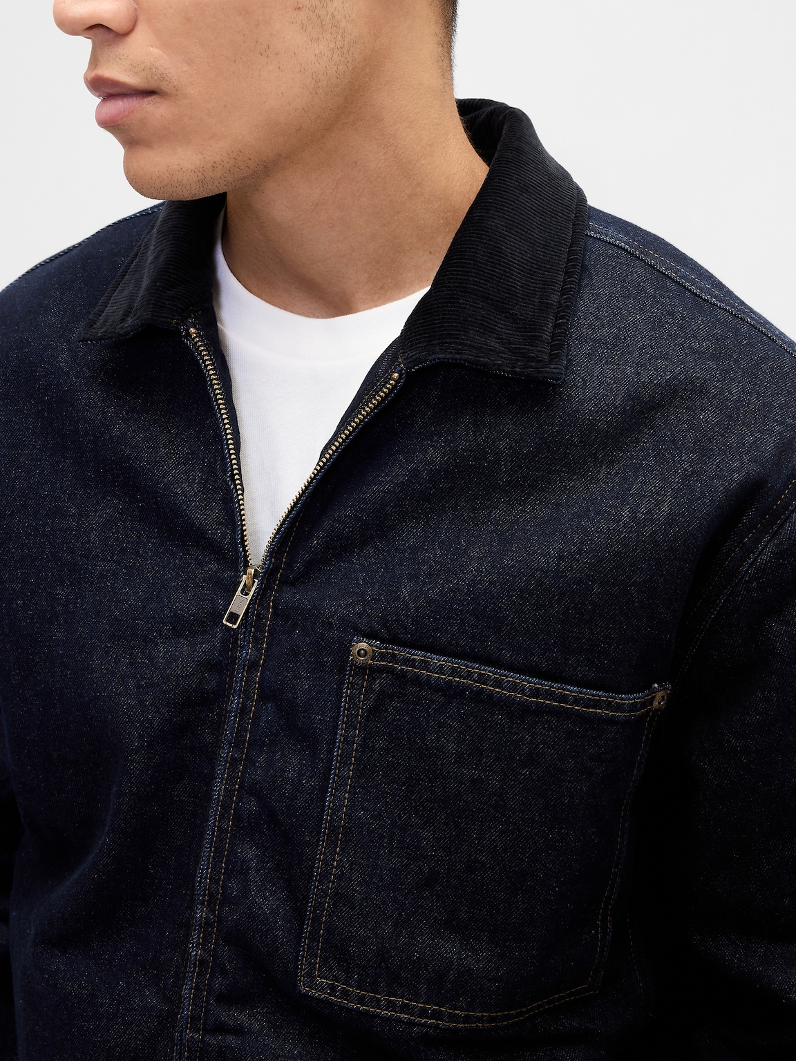 Denim Lined Zip Chore Jacket