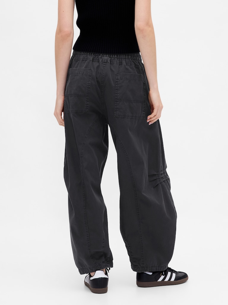 Mid Rise Twill Barrel Pants