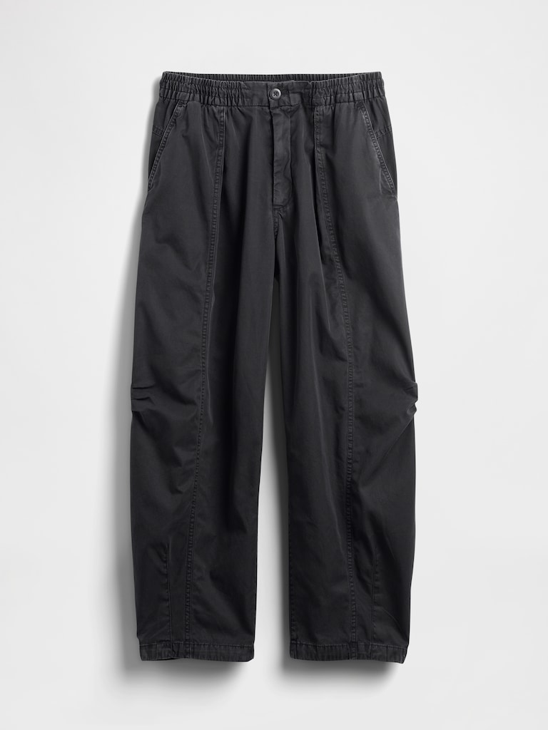Mid Rise Twill Barrel Pants