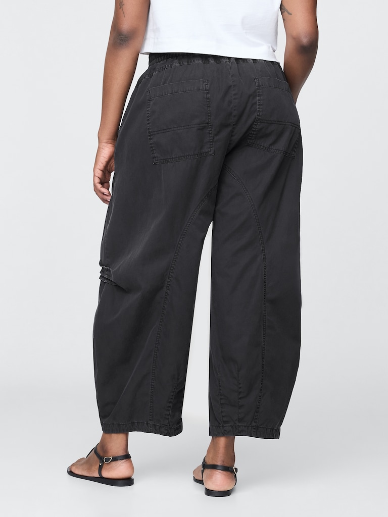 Mid Rise Twill Barrel Pants